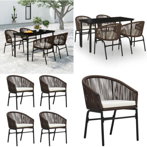 Set Mobili da Pranzo per Giardino 5 pz Marrone - Tavolo da pranzo da giardino - Sedie da giardino