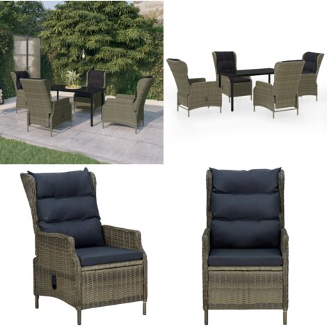 Set Mobili da Pranzo per Giardino 5 pz Marrone - Tavolo da pranzo esterno - Sedie da giardino