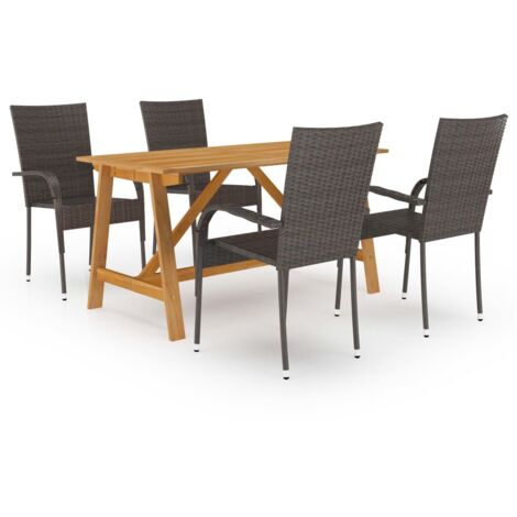 Set Mobili da Pranzo per Giardino 5 pz Marrone vidaXL