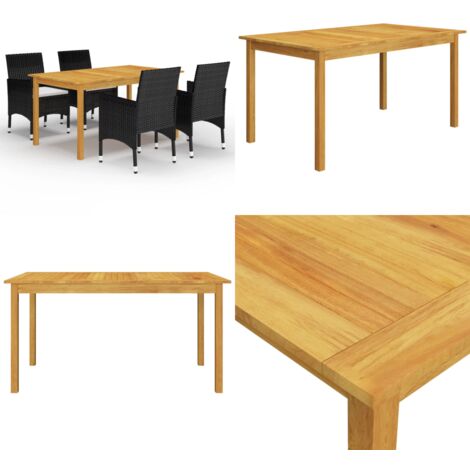 Set Mobili da Pranzo per Giardino 5 pz Nero - Tavolo da pranzo da esterno - Sedie da giardino