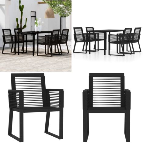 Set Mobili da Pranzo per Giardino 5 pz Nero - Tavolo da pranzo da esterno - Sedie da giardino