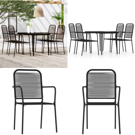 Set Mobili da Pranzo per Giardino 5 pz Nero - Tavolo da pranzo da esterno - Sedie da giardino