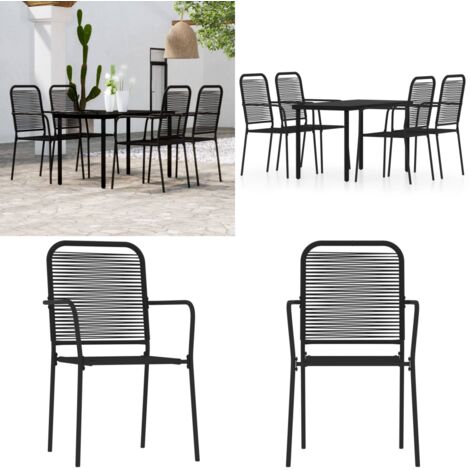Set Mobili da Pranzo per Giardino 5 pz Nero - Tavolo da pranzo da esterno - Sedie da giardino