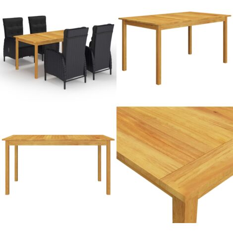 Set Mobili da Pranzo per Giardino 5 pz Nero - Tavolo da pranzo esterno - Sedie da giardino