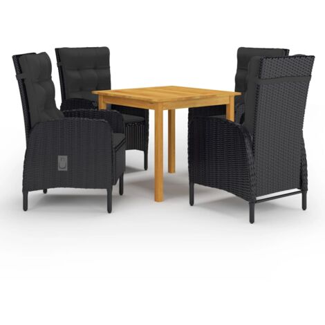 Set Mobili da Pranzo per Giardino 5 pz Nero vidaXL