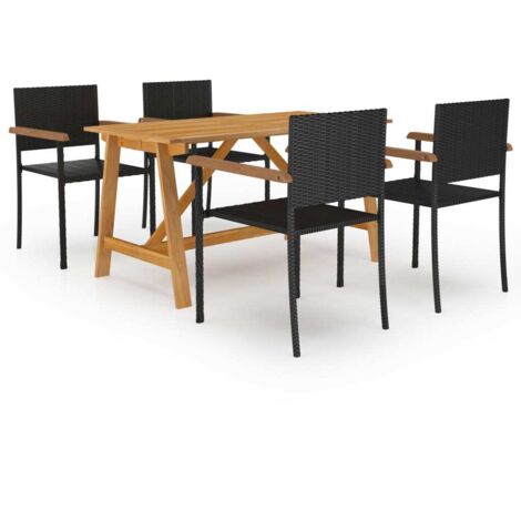 Set Mobili da Pranzo per Giardino 5 pz Nero vidaXL
