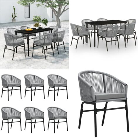 Set Mobili da Pranzo per Giardino 7 pz Antracite - Tavolo da pranzo esterno - Sedie da giardino