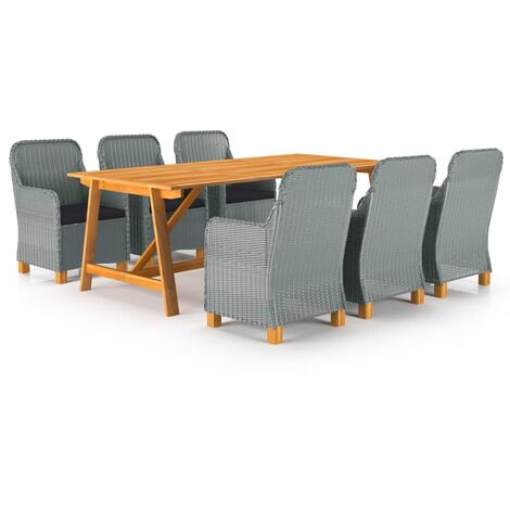Set Mobili da Pranzo per Giardino 7 pz Grigio Chiaro