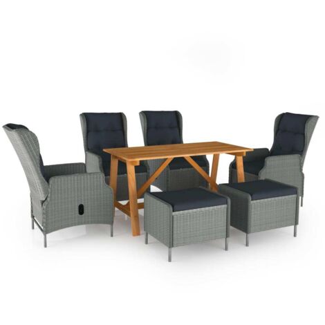 Set Mobili da Pranzo per Giardino 7 pz Grigio Chiaro vidaXL