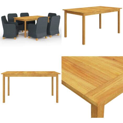 Set Mobili da Pranzo per Giardino 7 pz Grigio Scuro - Tavolo da pranzo da giardino - Sedie da giardino