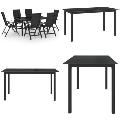 Set Mobili da Pranzo per Giardino 7 pz in Alluminio Antracite - Sedie da giardino - Tavolo da giardino