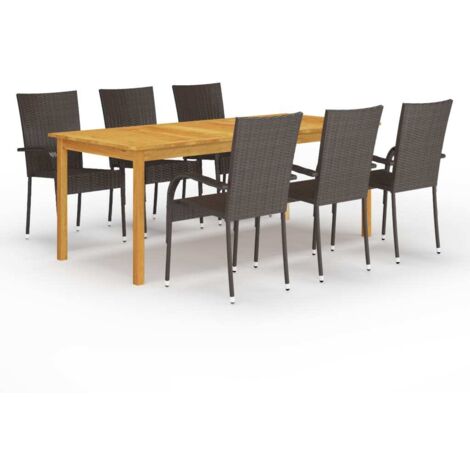 Set Mobili da Pranzo per Giardino 7 pz Marrone vidaXL