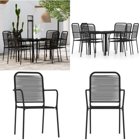 Set Mobili da Pranzo per Giardino 7 pz Nero - Tavolo da pranzo da esterno - Sedie da giardino