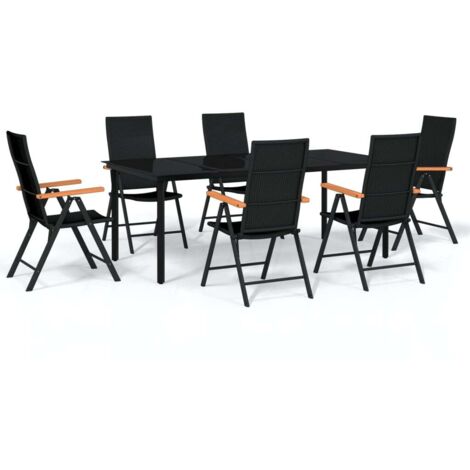 Set Mobili da Pranzo per Giardino 7 pz Nero vidaXL