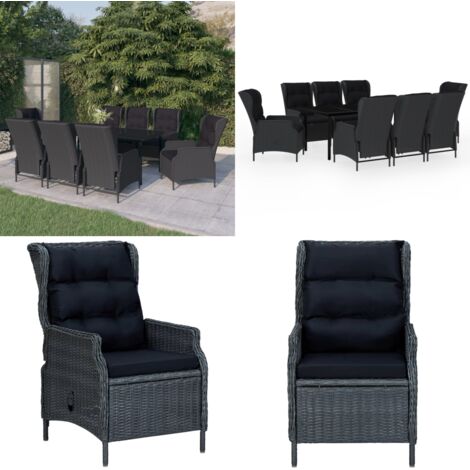 Set Mobili da Pranzo per Giardino 9 pz Grigio Scuro - Sedie da giardino - Tavolo da giardino