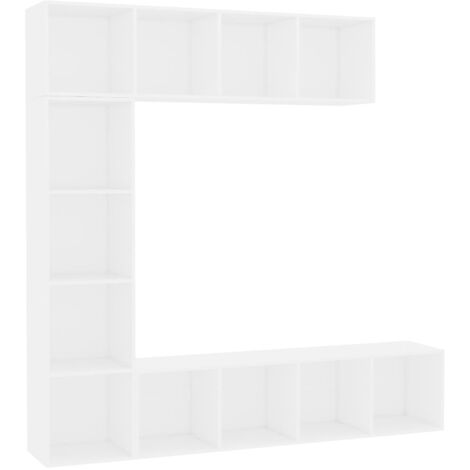 Set Mobili Libreria/Porta TV 3 pz Bianco 180x30x180 cm vidaXL