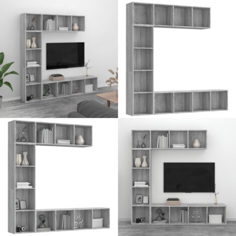 Set Mobili Libreria / Porta TV 3 pz Grigio Sonoma 180x30x180 cm - Mobile tv - Scaffale