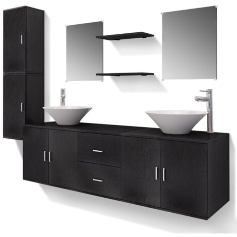 Lavandino In Muratura Per Bagno.Set Mobili Per Bagno 11 Pz Con Lavandino Con Rubinetto Nero