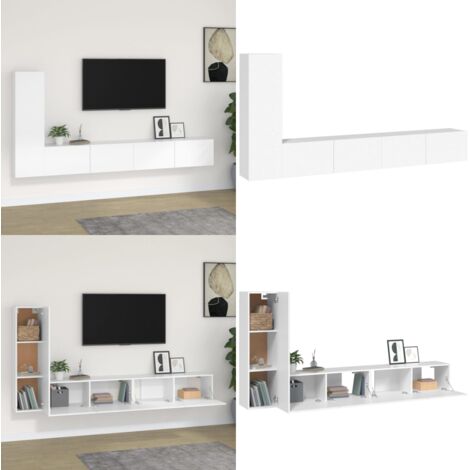 Set Mobili Porta TV 3 pz Bianco in Legno Multistrato - TV stand - Mobile per TV