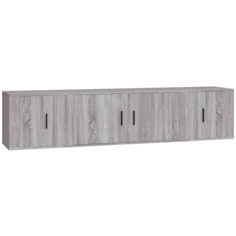 Set Mobili Porta TV 3 pz Grigio Sonoma in Legno Multistrato vidaXL