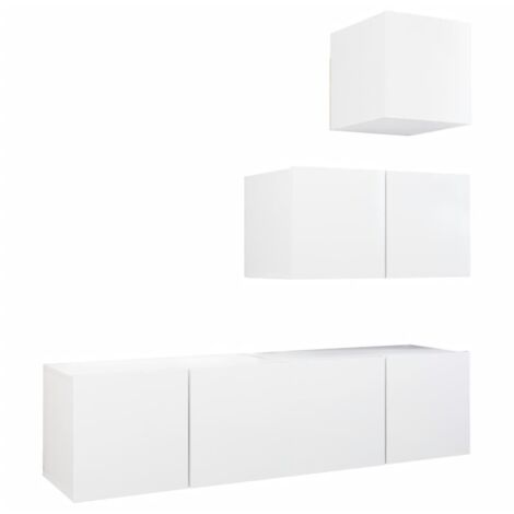 Set Mobili Porta TV 4 pz Bianco in Legno Multistrato vidaXL