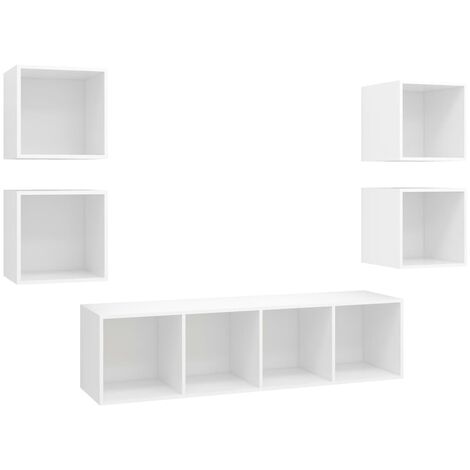 Set Mobili Porta TV 5 pz Bianco in Legno Multistrato vidaXL