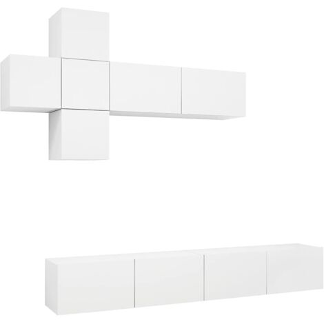 Set Mobili Porta TV 7 pz Bianco in Legno Multistrato vidaXL