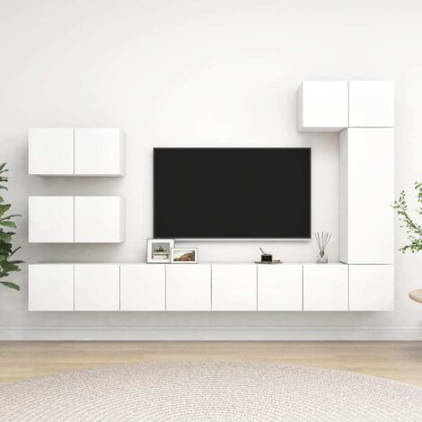 Set Mobili Porta TV 8 pz Bianco in Legno Multistrato vidaXL