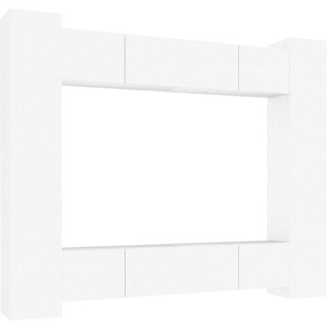 Set Mobili Porta TV 8pz Bianco in Legno Multistrato vidaXL