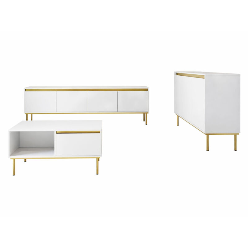 Set mobili soggiorno Comfivo AA104, Bianco, con