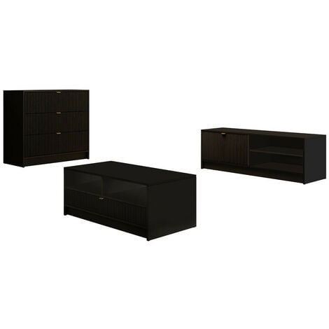 Set mobili soggiorno Comfivo Larmire 108, Nero