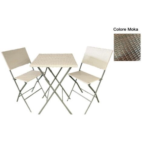 Set mod. basic tavolo e 2 sedie pieghevole moka