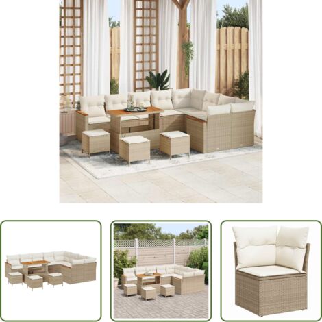 Set modulare -  Set Divano da Giardino 13 pcs Beige Rattan in Polipropilene