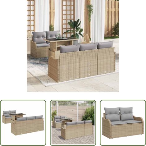 Set modulare -  Set Divano da Giardino 6 pcs Beige Rattan in Polipropilene