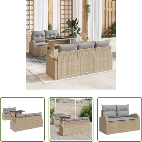 Set modulare -  Set Divano da Giardino 6 pcs Beige Rattan in Polipropilene