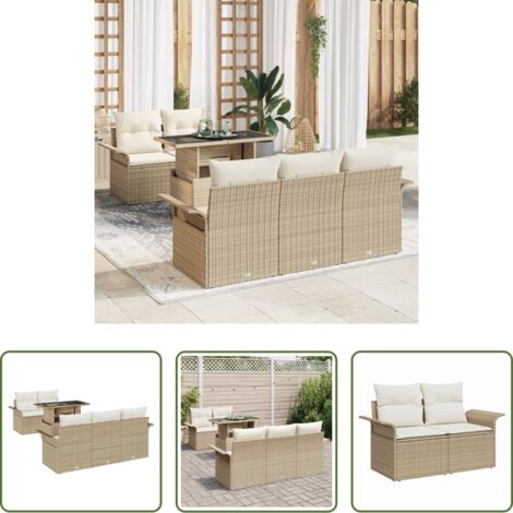 Set modulare -  Set Divano da Giardino 6 pcs Beige Rattan in Polipropilene