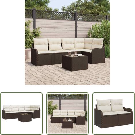 Set modulare -  Set Divano da Giardino 6 pcs Marrone polyrattan
