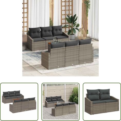 Set modulare -  Set Divano da Giardino 7 pcs Grigio polyrattan