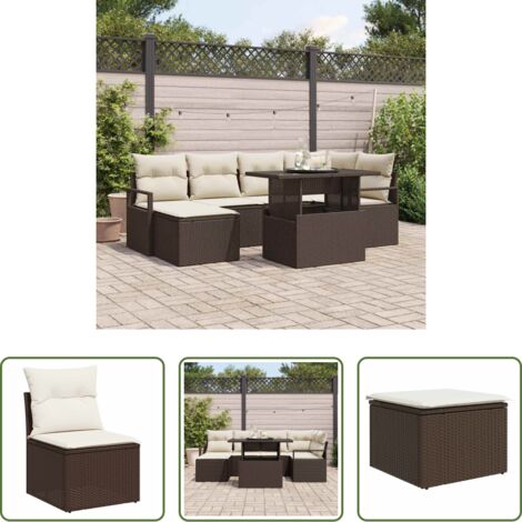 Set modulare -  Set Divano da Giardino 7 pcs Marrone Poly Rattan