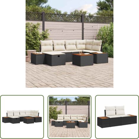 Set modulare -  Set Divano da Giardino 7 pcs Nero 55 x 62 x 69 cm Poly Rattan