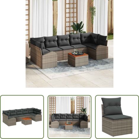Set modulare -  Set Divano da Giardino 8 pcs Grigio polyrattan