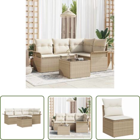 Set modulare -  Set Divano da Giardino con archiviazione 5 pcs Beige polyrattan