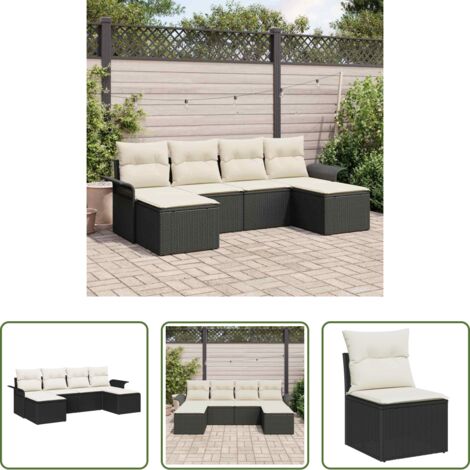 Set modulare -  Set Divano da Giardino con archiviazione 6 pcs Nero polyrattan