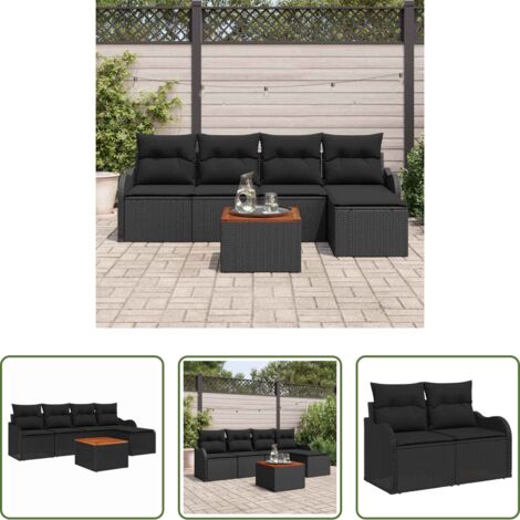 Set modulare -  Set Divano da Giardino con archiviazione 6 pcs Nero polyrattan