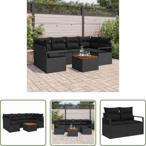 Set modulare -  Set Divano da Giardino con archiviazione 7 pcs Nero polyrattan