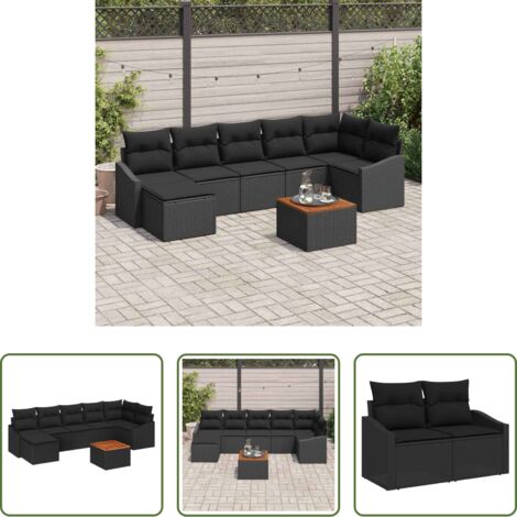 Set modulare -  Set Divano da Giardino con archiviazione 8 pcs Nero polyrattan