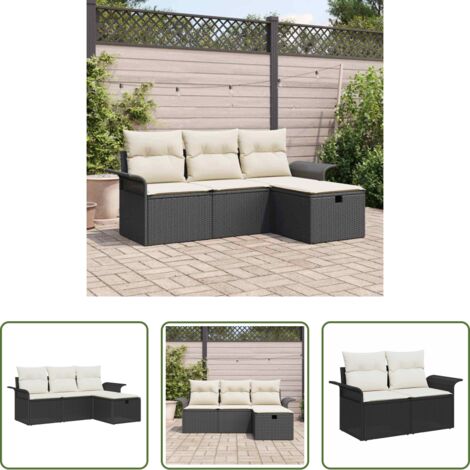 Set modulare -  Set Divano da Giardino con cuscino 4 pcs Poly Rattan