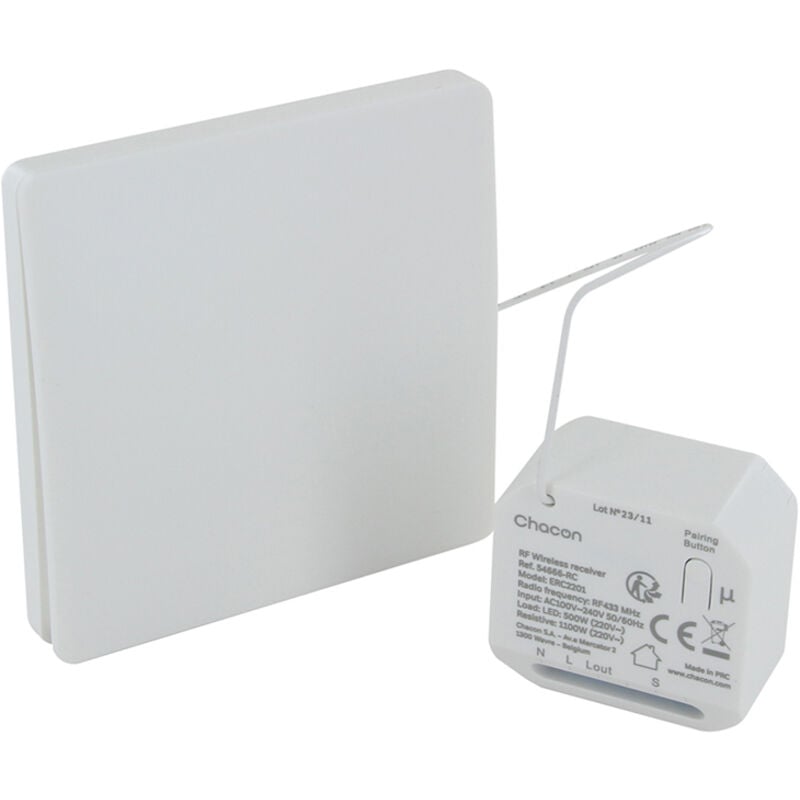 Set module éclairage et interrupteur Chacon 54666 - Sans fil - Sans piles