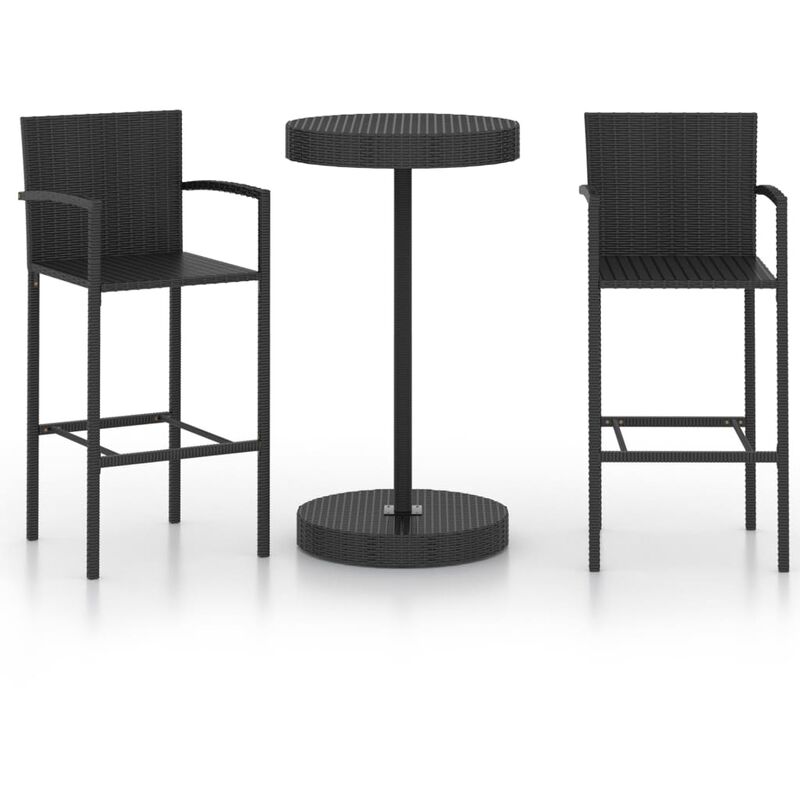 

Set muebles bar jardín 3 piezas ratán sintético negro y cojines - Negro