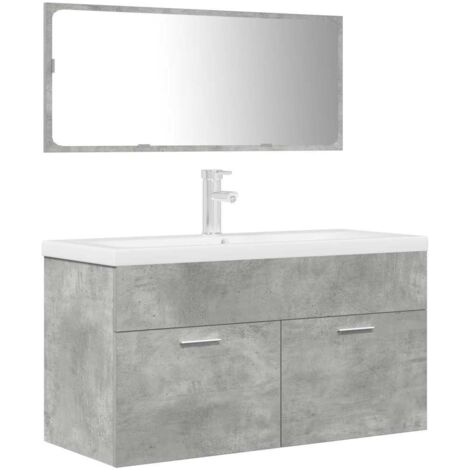 Set muebles de baño 2 piezas madera contrachapada gris hormigón